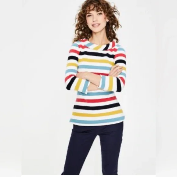 Boden Sarah Ottoman Top In Multicolor Stripe - Picture 3 of 13